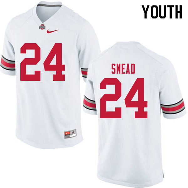 Ohio State Buckeyes Brian Snead Youth #24 White Authentic Stitched College Football Jersey